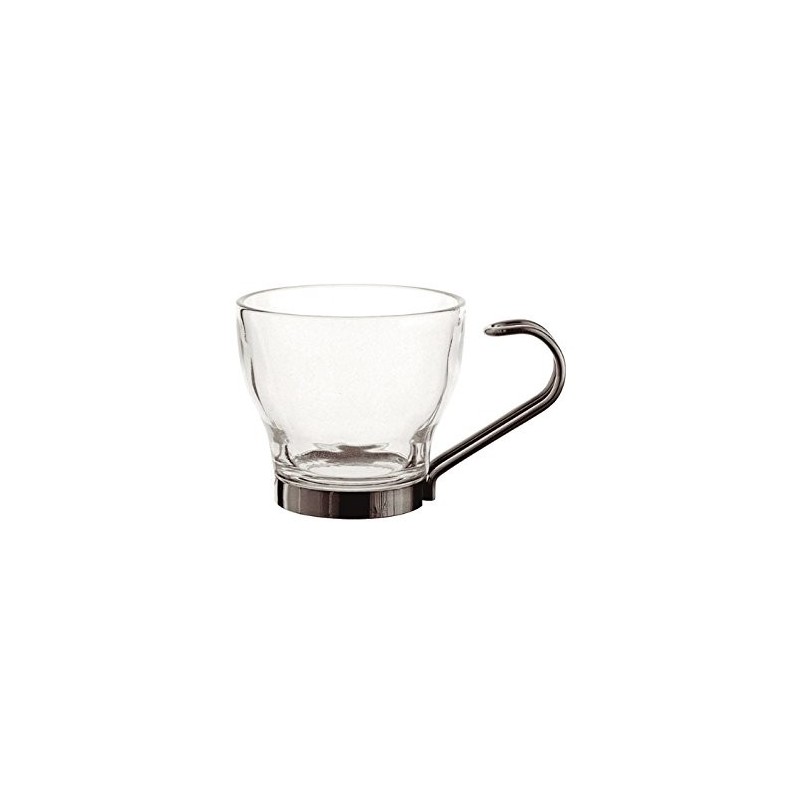 TAZA CRISTAL CAFÉ OSLO 10 CL. ASA INOX 3 UNIDADES